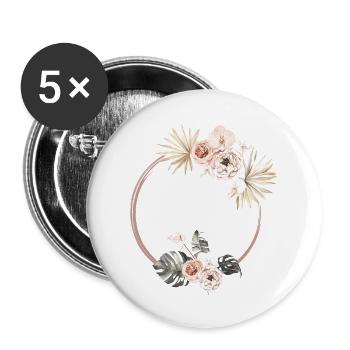 Team de La mariée floral tropical-idée cadeau Evjf - Lot de 5 grands badges (56 mm) - blanc - Devant