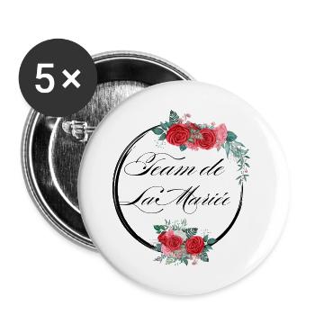 Red Floral Bride Team - Bachelorette Party Gift Idea - Buttons large 2.2''/56 mm (5-pack) - white - Front