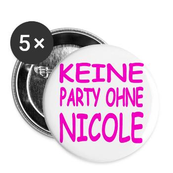 Party - Buttons groß 56 mm (5er Pack) - Weiß - Vorne