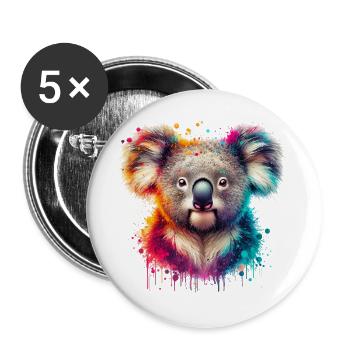 Koala - Lot de 5 grands badges (56 mm) - blanc - Devant