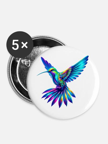 Hummingbird - Buttons large 2.2''/56 mm (5-pack) - white