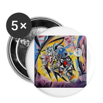 abstrakt surreales Design, direkt vom Künstler - Buttons groß 56 mm (5er Pack) - Weiß - Vorne