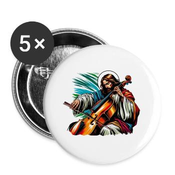 Conception musicale pour violoncelle Jesus Christ - Lot de 5 grands badges (56 mm) - blanc - Devant