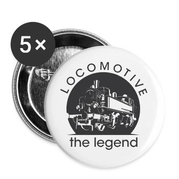 alte Lok Zug Bahn Sächsiche Bahn Symbol Logo - Buttons groß 56 mm (5er Pack) - Weiß - Vorne