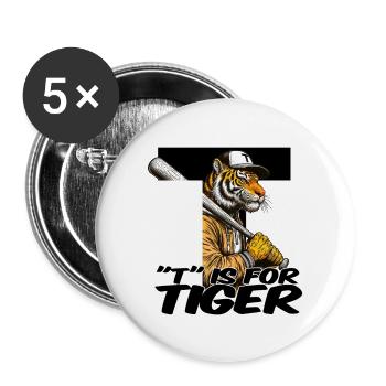 T is for tiger - Buttons large 2.2''/56 mm (5-pack) - white - Front