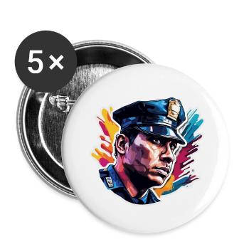 Polizei / Einsatz / Beruf / Job / Einsatzkräfte - Buttons groß 56 mm (5er Pack) - Weiß - Vorne