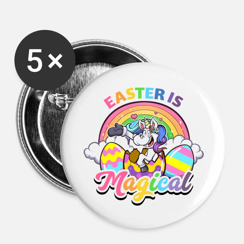 Easter Is Magical Cartoon - Buttons large 2.2''/56 mm (5-pack) - white