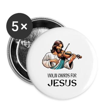 Accords de violon pour Jésus, Dieu chrétien - Lot de 5 grands badges (56 mm) - blanc - Devant