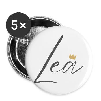 Princess Lea Crown Hemd – Name mit Buchstabe L - Buttons groß 56 mm (5er Pack) - Weiß - Vorne