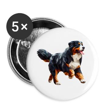 Bernese Mountain Dog Origami 3D Geometric - Buttons large 2.2''/56 mm (5-pack) - white - Front