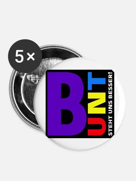 Bunt steht uns besser! - Buttons groß 56 mm (5er Pack) - Weiß