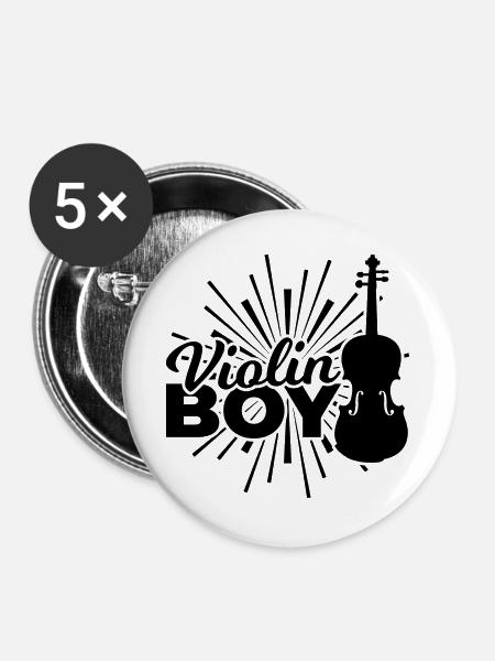 Lustiger Violinist - Buttons groß 56 mm (5er Pack) - Weiß