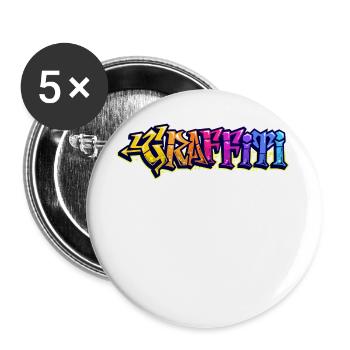 Graffiti Street Art Pulvérisateur Dessin Illustration - Lot de 5 grands badges (56 mm) - blanc - Devant