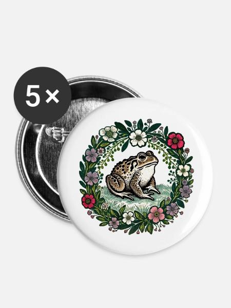 Kröte - Buttons groß 56 mm (5er Pack) - Weiß