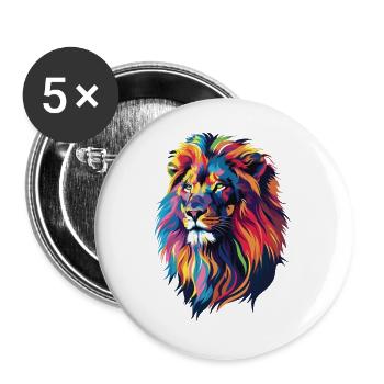 Colorful Lion Illustration - Buttons large 2.2''/56 mm (5-pack) - white - Front
