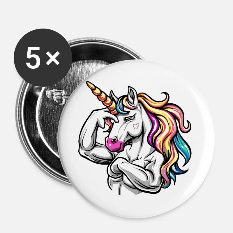 Unicorn Love - Buttons large 2.2''/56 mm (5-pack) - white