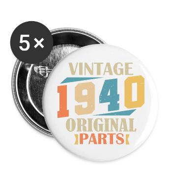 Month 1940. 1940 Birthday Gift. 84 years old Birt - Buttons large 2.2''/56 mm (5-pack) - white - Front