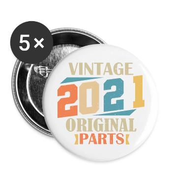 Month 2021. 2021 Birthday Gift. 3 Year Birth - Buttons large 2.2''/56 mm (5-pack) - white - Front