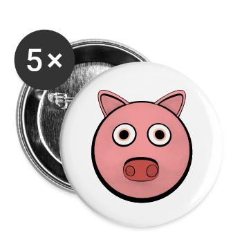 Charmantes Cartoon-Schwein - Buttons groß 56 mm (5er Pack) - Weiß - Vorne