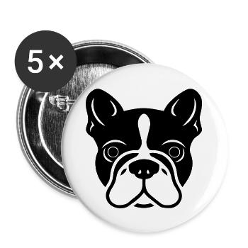 French Bulldog - Buttons large 2.2''/56 mm (5-pack) - white - Front