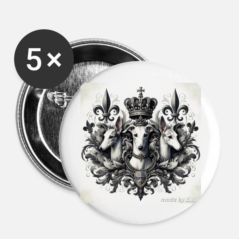 Greyhound Crest - Honor - Love - Respect - Buttons large 2.2''/56 mm (5-pack) - white
