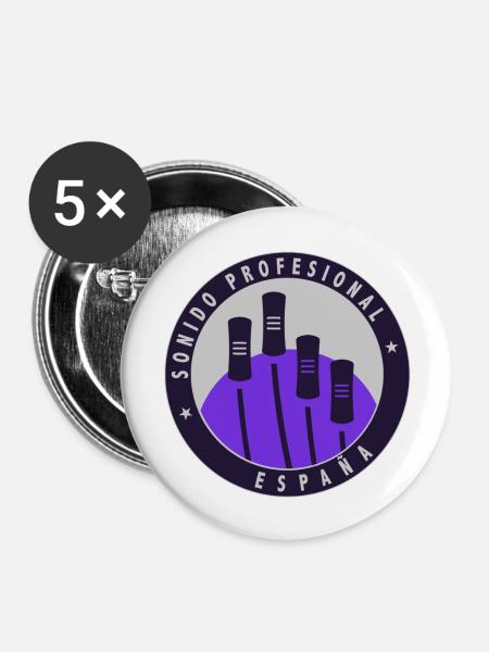 Logo mit grauem Hintergrund. - Buttons groß 56 mm (5er Pack) - Weiß