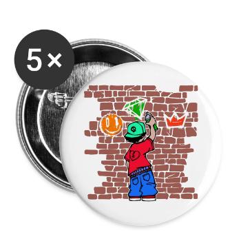 Street Art Sketch Urban Spraydose Graffiti Kunst - Buttons groß 56 mm (5er Pack) - Weiß - Vorne