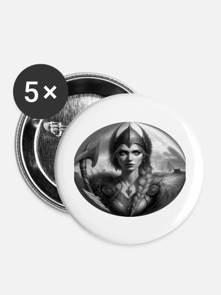 Walküre rund - Buttons groß 56 mm (5er Pack) - Weiß