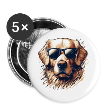Cool Golden Retriever Dog Sunglasses Gift - Buttons large 2.2''/56 mm (5-pack) - white - Front