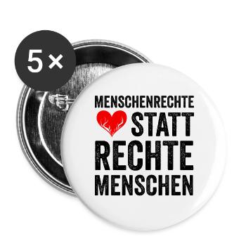 MENSCHENRECHTE STATT RECHTE MENSCHEN - Buttons groß 56 mm (5er Pack) - Weiß - Vorne