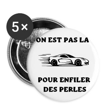 super car - Lot de 5 grands badges (56 mm) - blanc - Devant