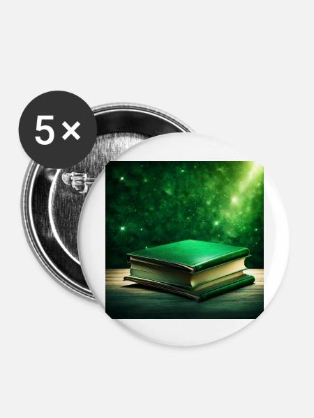Beleuchtetes Smaragdbuch - Buttons groß 56 mm (5er Pack) - Weiß