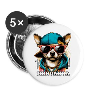 Cool Chihuahua Dog Sunglasses Gift - Buttons large 2.2''/56 mm (5-pack) - white - Front