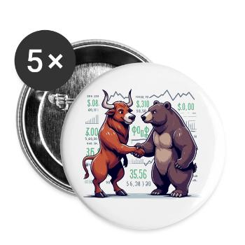 Finance Stocks Taurus Bear Wall Street Gift - Buttons large 2.2''/56 mm (5-pack) - white - Front