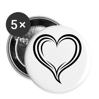 Herz, Liebe, Valentinstag, Symbol - Buttons groß 56 mm (5er Pack) - Weiß - Vorne