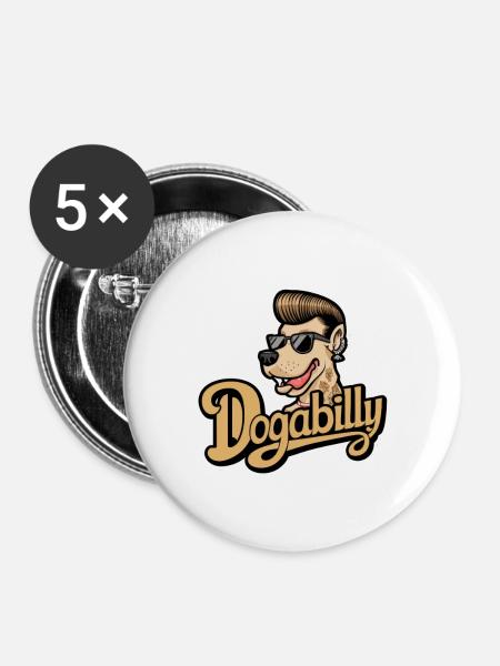 Hund mit Sonnenbrille - Buttons groß 56 mm (5er Pack) - Weiß