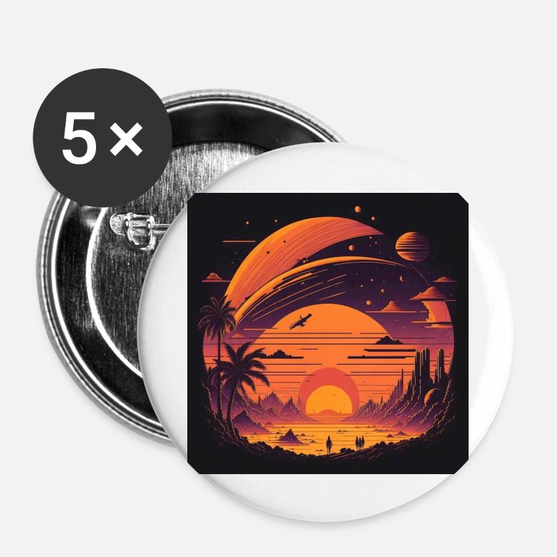 Sunset - Buttons large 2.2''/56 mm (5-pack) - white