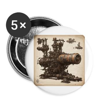 Blueprint / Sepia / Vintage / Retro / Machine - Buttons large 2.2''/56 mm (5-pack) - white - Front