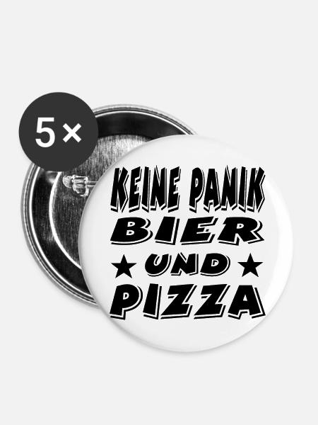Bier - Buttons groß 56 mm (5er Pack) - Weiß