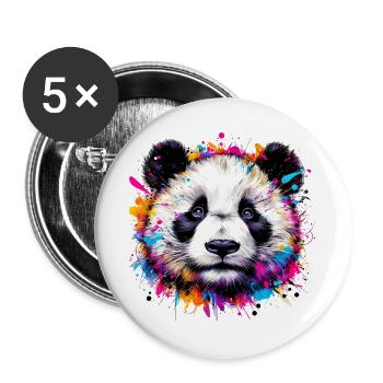 Panda - Buttons groß 56 mm (5er Pack) - Weiß - Vorne