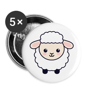 Schaf - Buttons groß 56 mm (5er Pack) - Weiß - Vorne