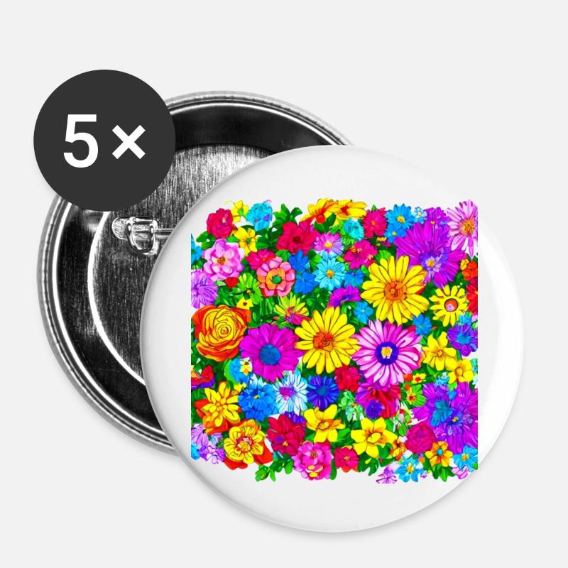 Flower Collage - Buttons groß 56 mm (5er Pack) - Weiß