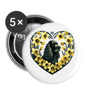 Schwarzer Cocker Spaniel - Buttons groß 56 mm (5er Pack) - Weiß - Vorne