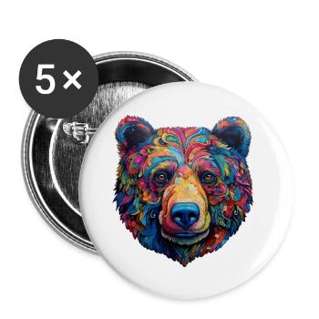 Ours psychédélique - Lot de 5 grands badges (56 mm) - blanc - Devant