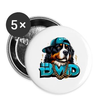Berner Sennenhund - Buttons groß 56 mm (5er Pack) - Weiß - Vorne