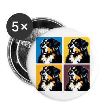 Pop Bernese Mountain Dog Dog Portrait - Buttons large 2.2''/56 mm (5-pack) - white - Front