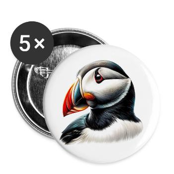 Papageitaucher - Buttons groß 56 mm (5er Pack) - Weiß - Vorne