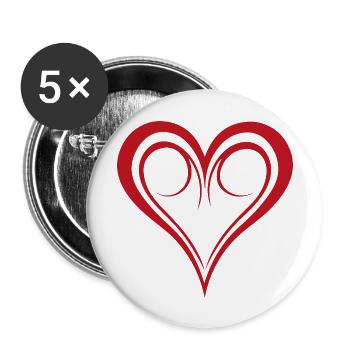 Herz - Buttons groß 56 mm (5er Pack) - Weiß - Vorne