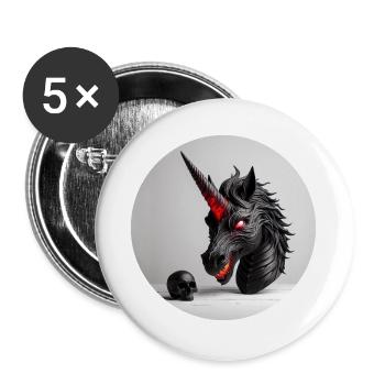 Conception de la tête de licorne démoniaque - Lot de 5 grands badges (56 mm) - blanc - Devant