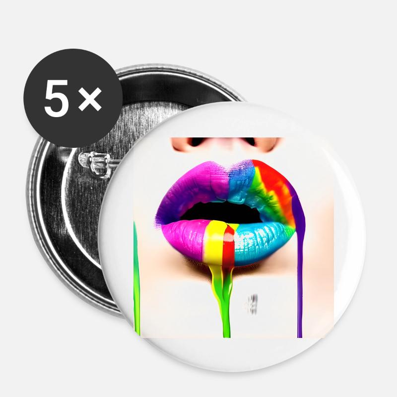 Rainbowkissmund 18 - Buttons large 2.2''/56 mm (5-pack) - white